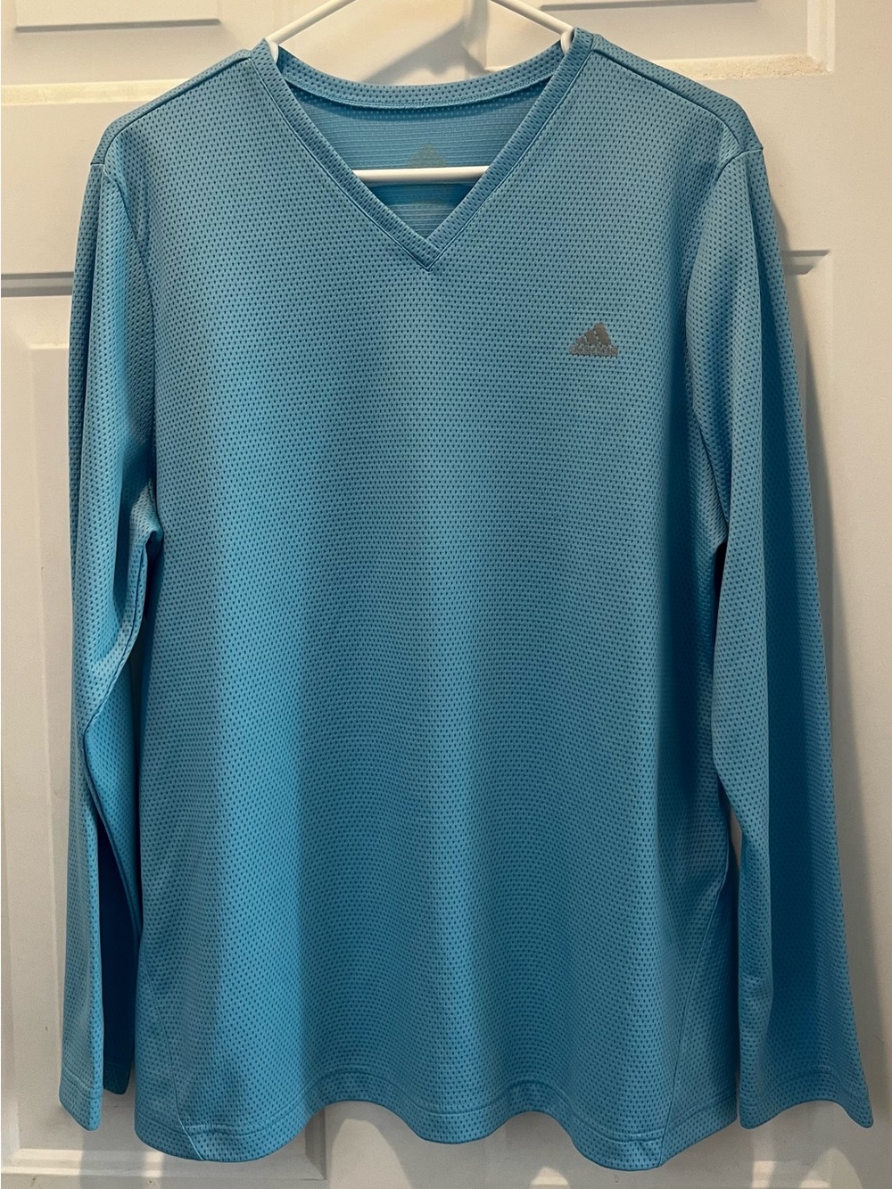 adidas Women’s Sky Blue V-Neck Long Sleeve Athletic Shirt